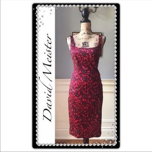 David Meister Red Animal Print Dress